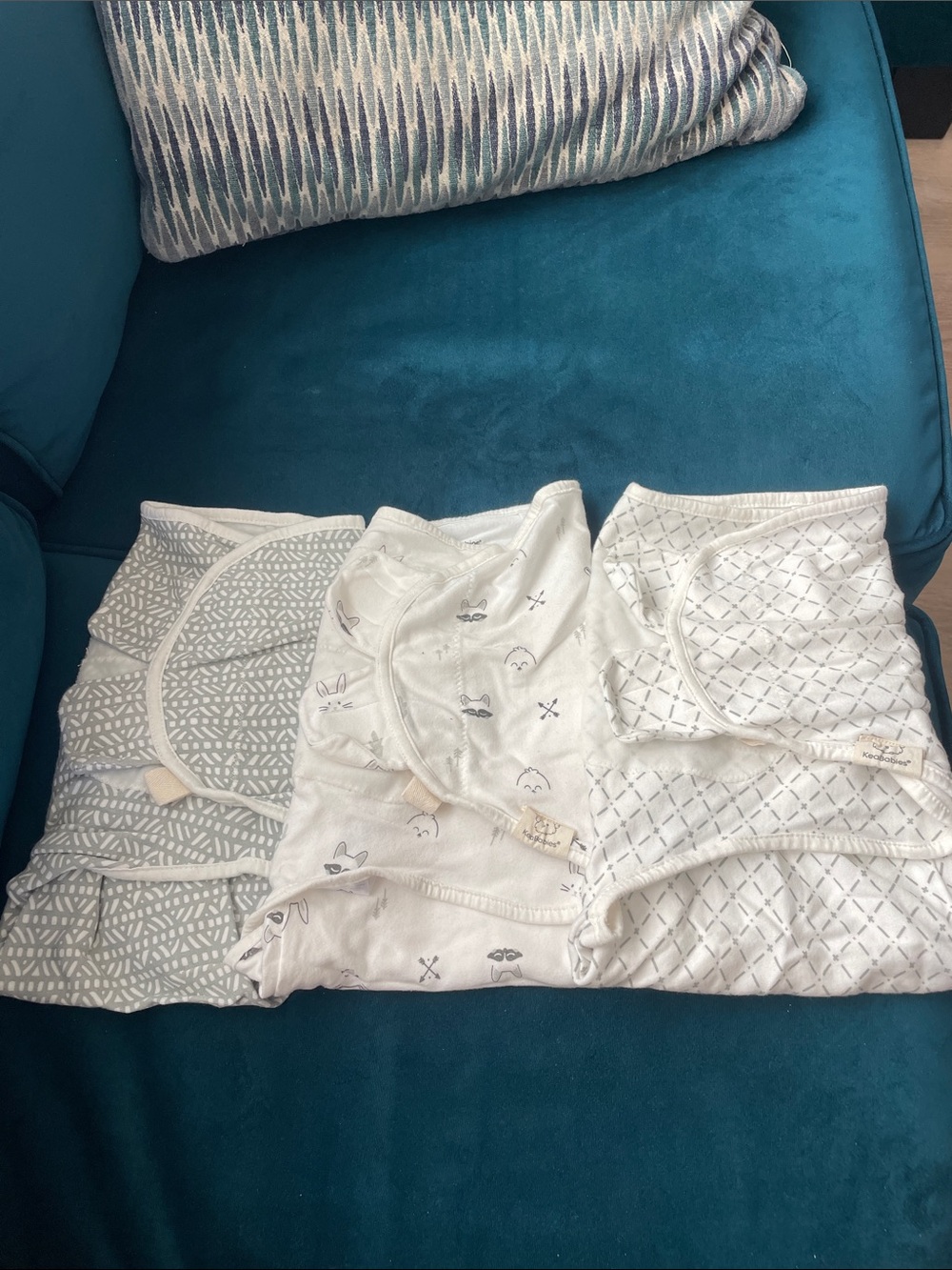 Neutral Baby Swaddle Set - White & Light Gray Prints